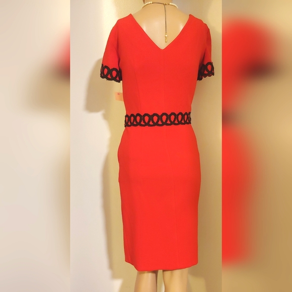 SONIA K PARIS 8/10 DETAIL TOP  TAILORED SEAM RHINESTONE GROSGRAIN SHEATH DRESS - Picture 3 of 14